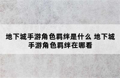 地下城手游角色羁绊是什么 地下城手游角色羁绊在哪看